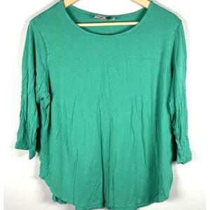 Philosophy Women Tunic Blouse Size 1X Green 3/4 Sleeve Base Capsule Long‎ Top